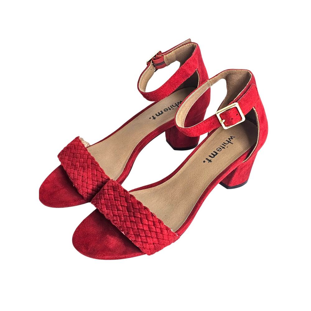 Whimsical "Ruby Slipper"‎ Braided Red Block Wrap Heel 6.5 M